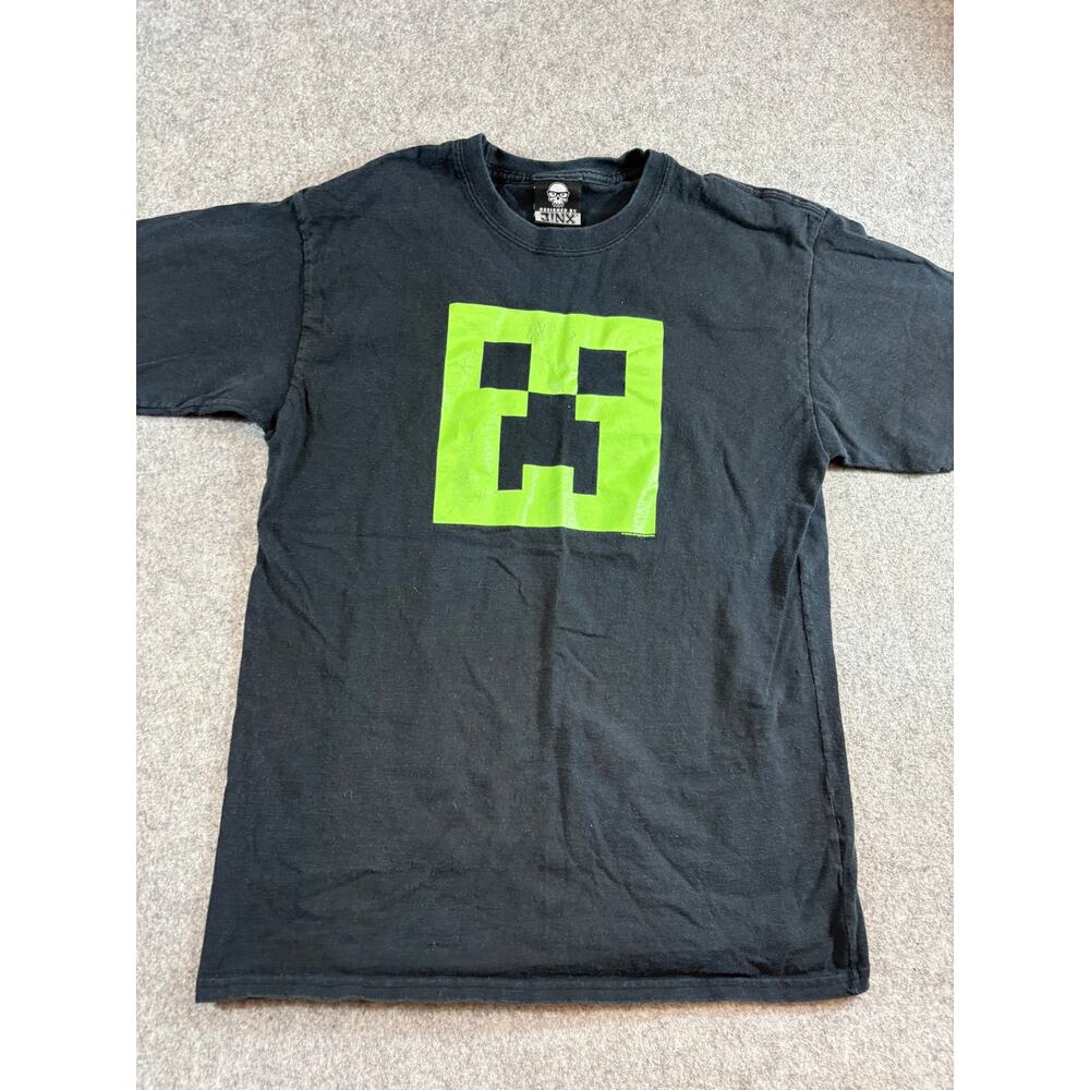 Minecraft Creeper Face JINX Shirt Youth XL Black Graphic Gamer Tee Streetwear